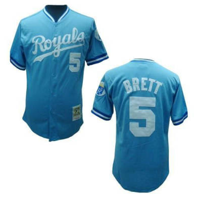 Discount and durable Kansas City Royals Throwback 5 George Brett Light Blue MLB Jersey